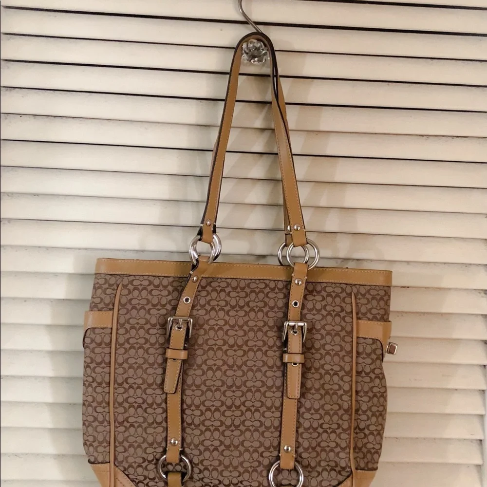 Coach Signature Canvas Tote in Brown and Tan - Picture 2 of 8